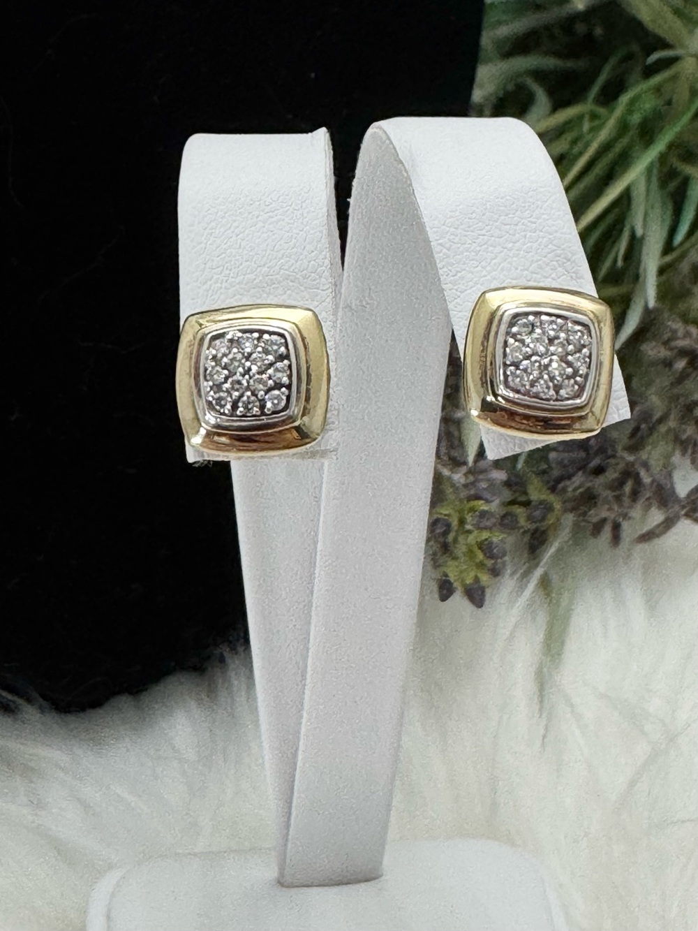 David Yurman 18K Gold .925 Diamond Albion Earrings $1650